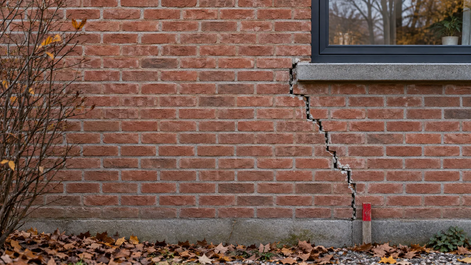 Fissure en escalier descendant d'une fenêtre vers le soubassement